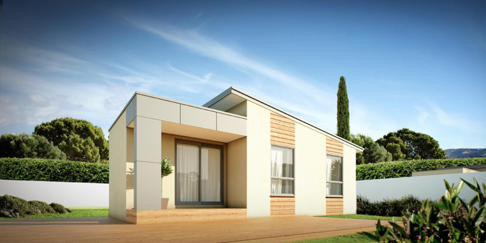 studio modular home design render angle